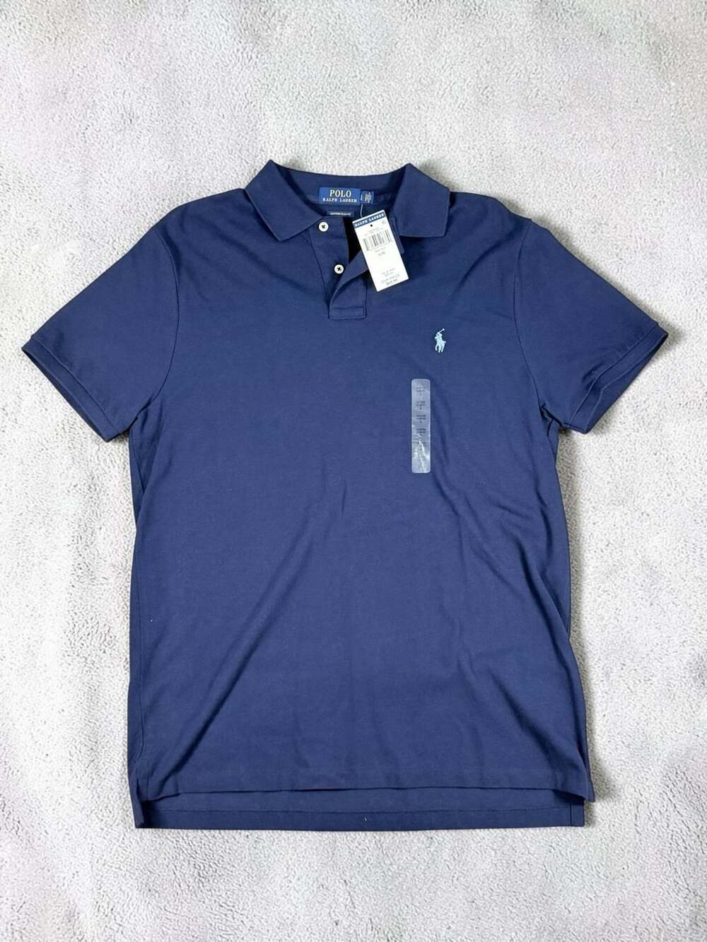 Mens Polo Ralph Lauren Custom Slim Fit Polo Size L Navy Blue Cotton